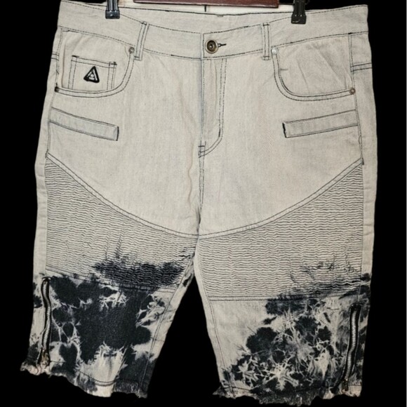 DNM COLLECTION Men's Short sz 40 Gray & Blue Dip Dye Cut Off Denim Shorts NWT - Picture 1 of 7